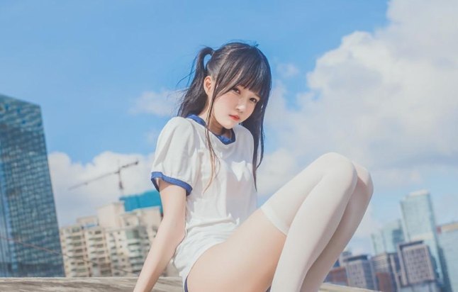 桜桃喵《蓝色体操服》——青春气息扑面而来 第2张 桜桃喵《蓝色体操服》——青春气息扑面而来 第2张